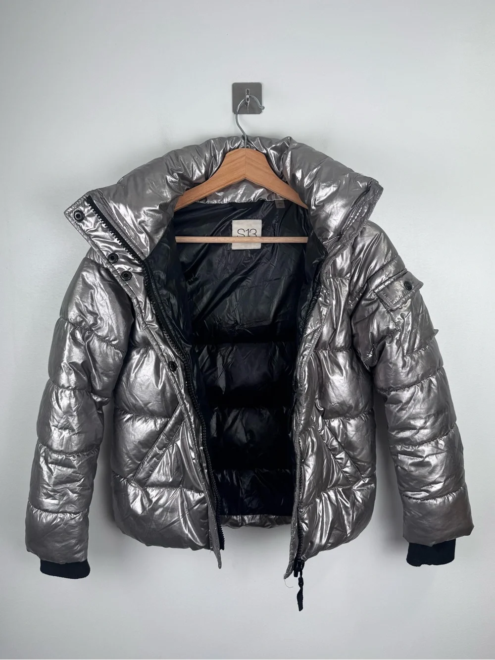 SAM.‎ New York Metallic Gunmetal Puffer Jacket Girl's Size 10